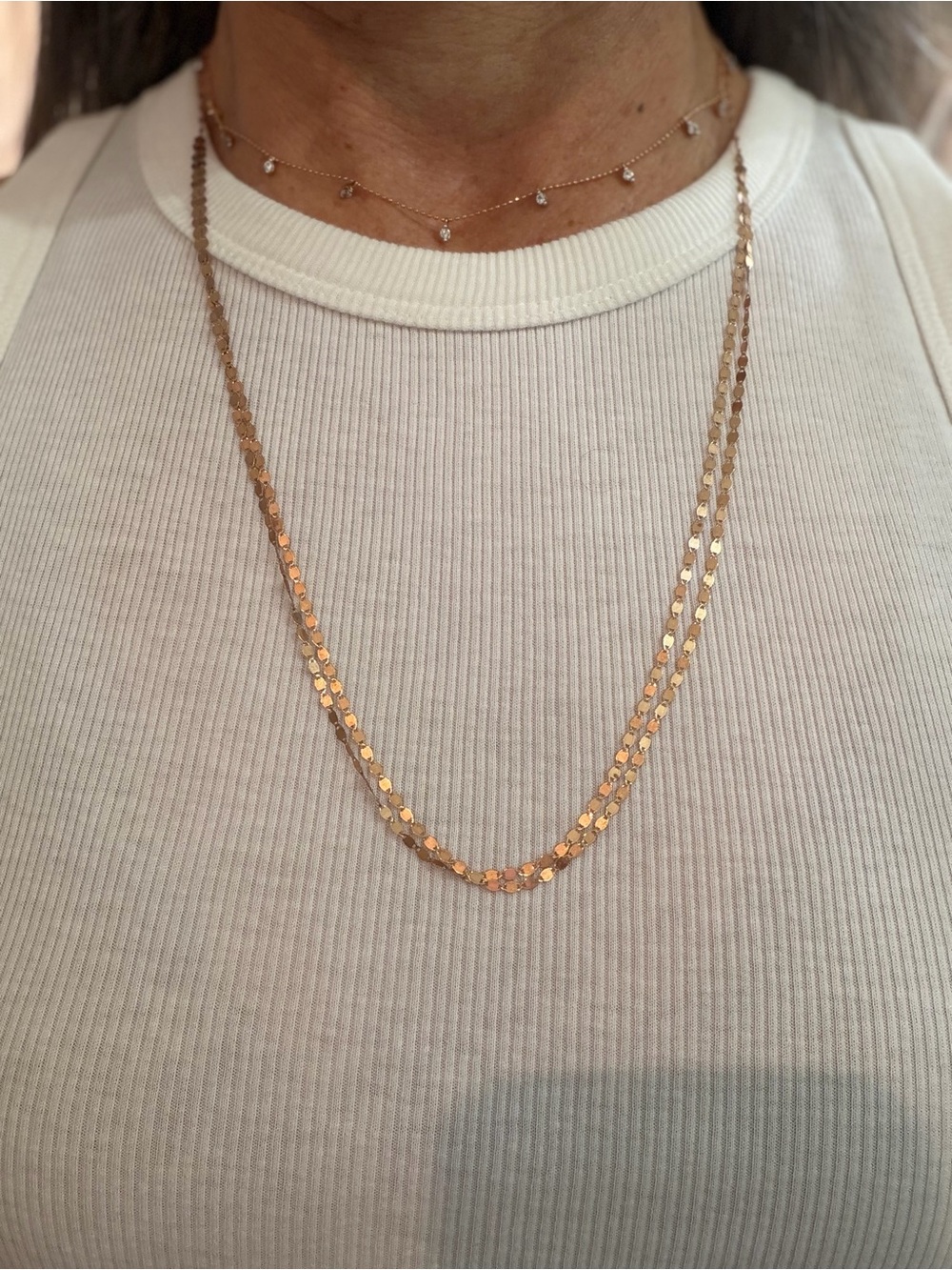 LANA 24” Rose Gold petite double strand necklace- Women Jewelry